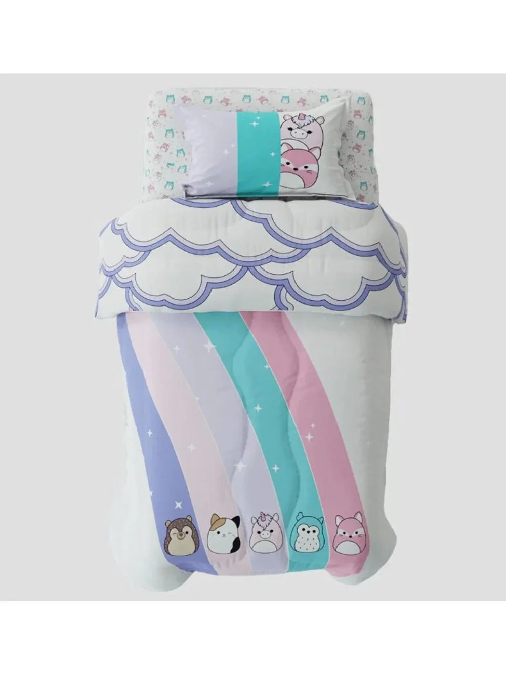 Original Squishmallows 2-Piece Twin Comforter Bed Set Morning Bird Pink Blue Cot